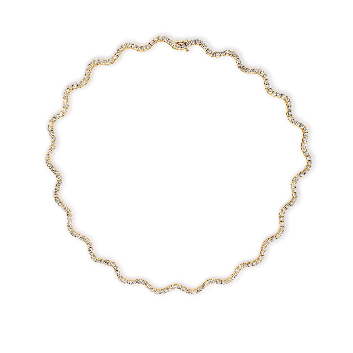 Wavy Diamond Tennis Necklace