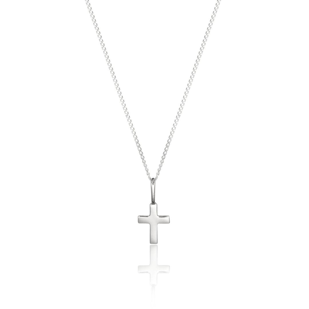 Solid White Gold Tiny Cross Necklace