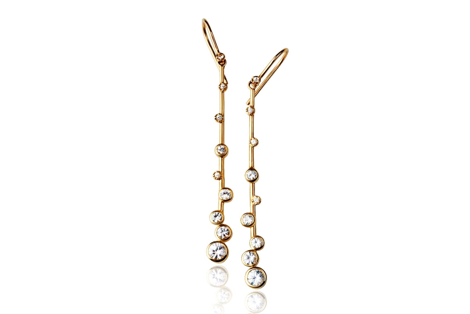 Constellation Elongated Drop Earrings With Diamonds