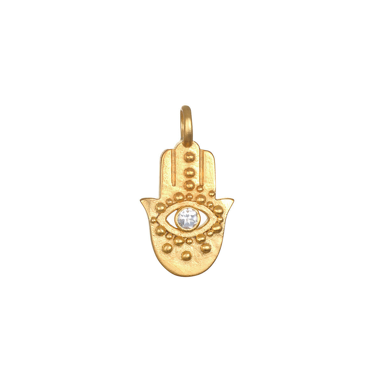 Ancient Hamsa White Topaz Charm