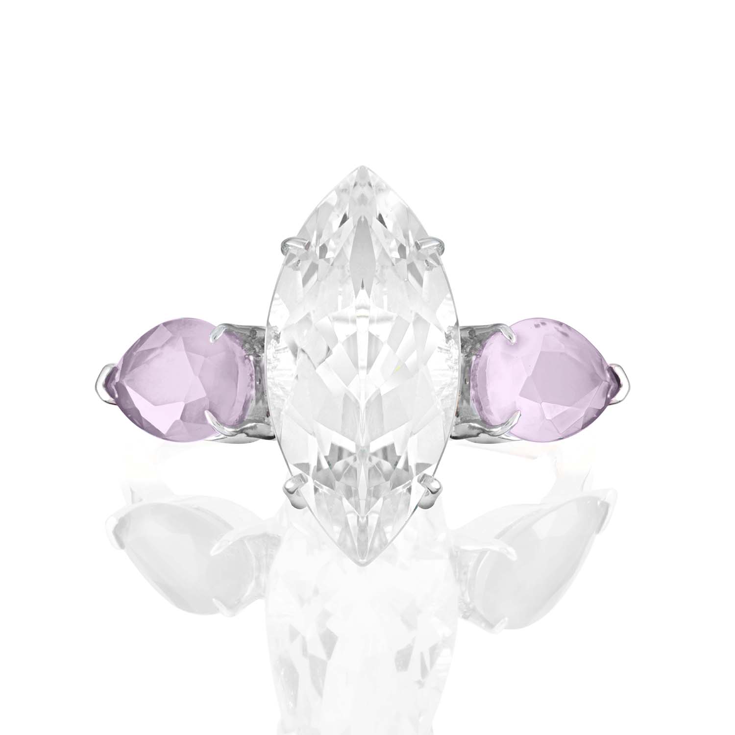 White Topaz & Purple Amethyst Ring