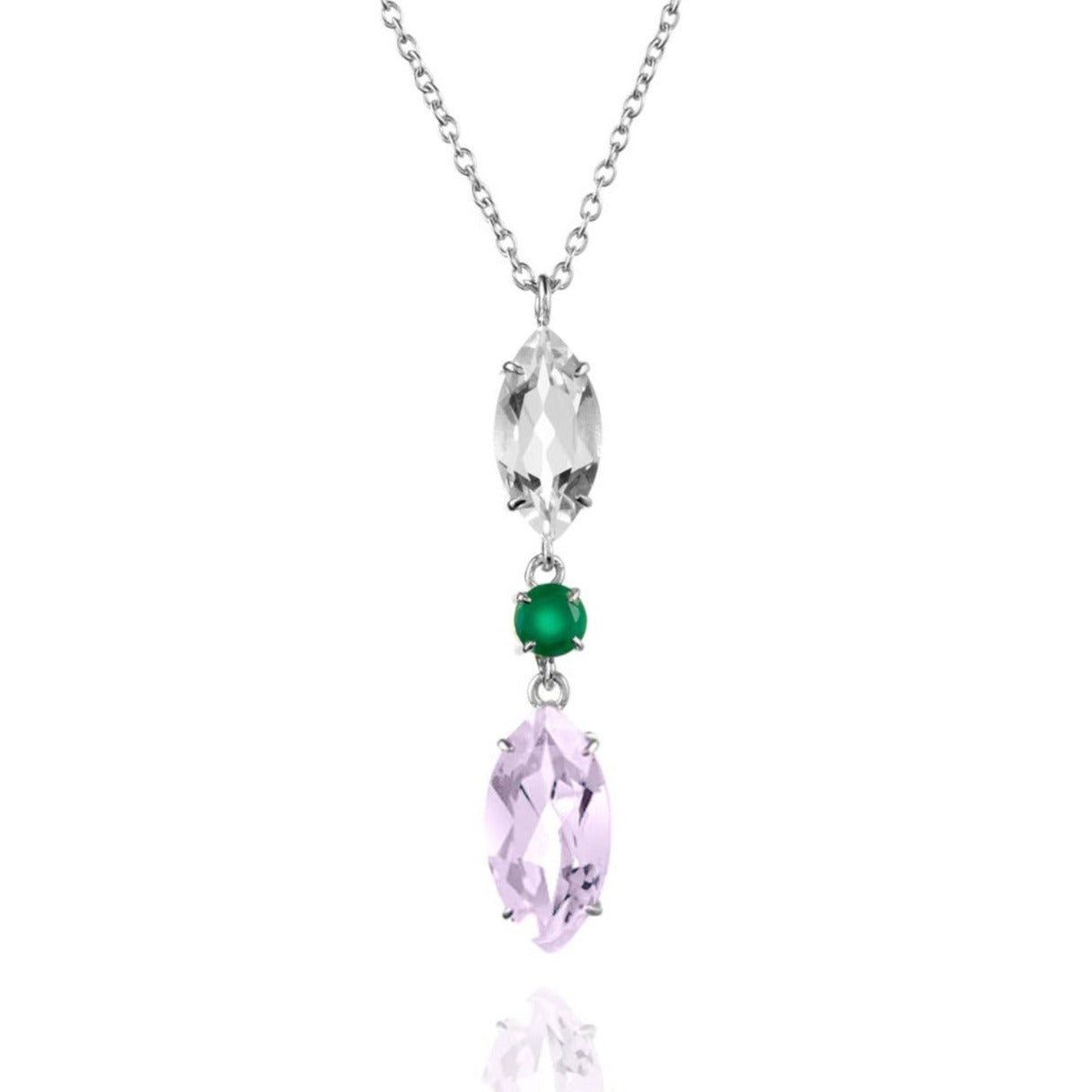White Topaz & Purple Amethyst & Agate Necklace