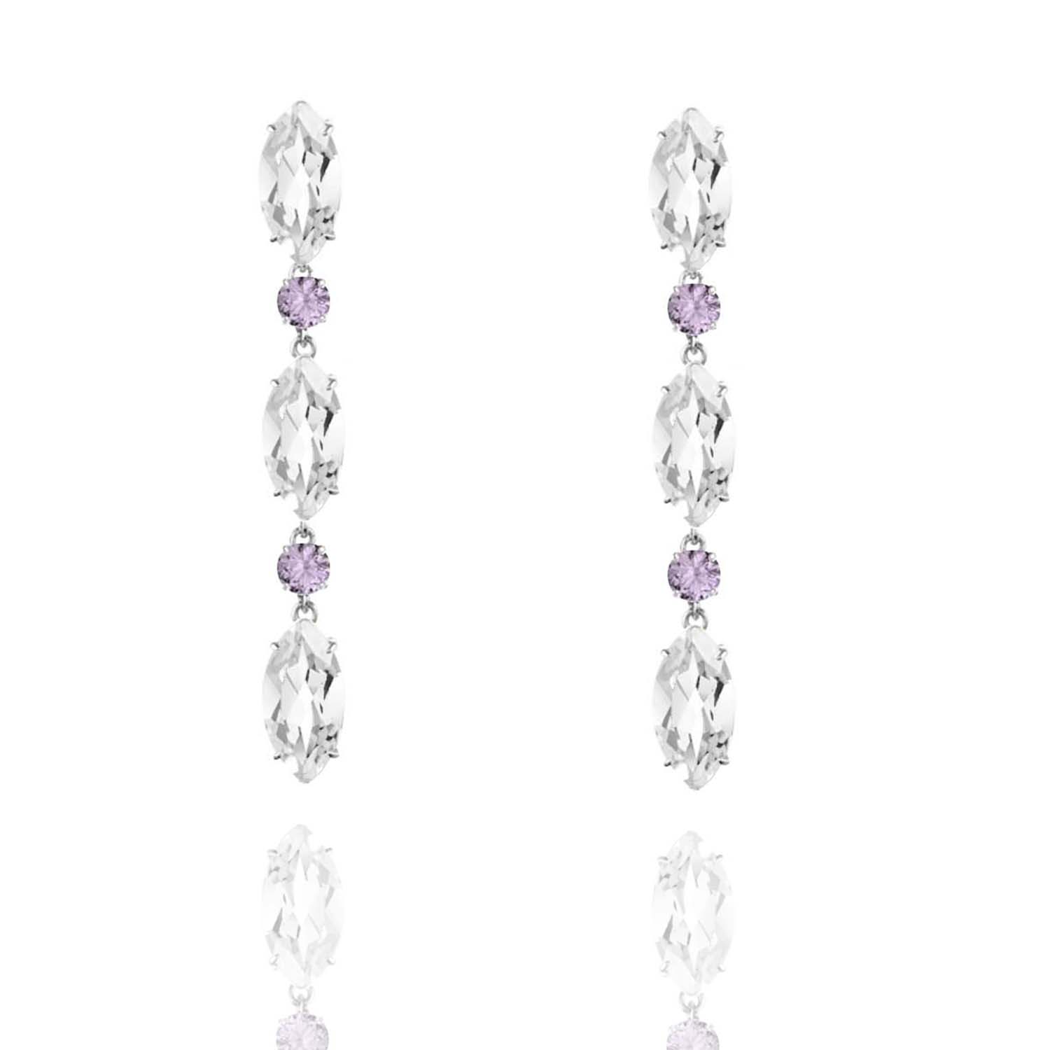 White Topaz & Purple Amethyst Earrings