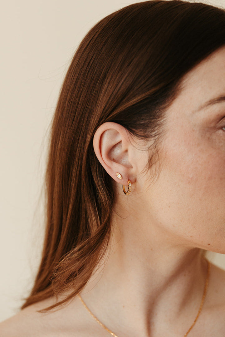 Evil Eye Stud Earrings - White Topaz