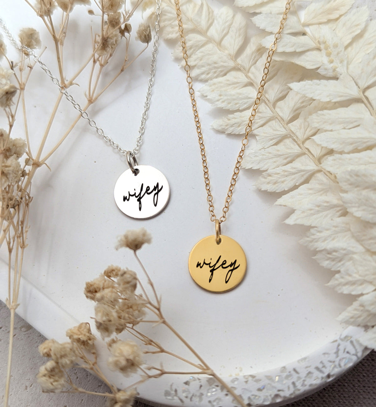 Wifey Necklace - Dainty Disc Necklace