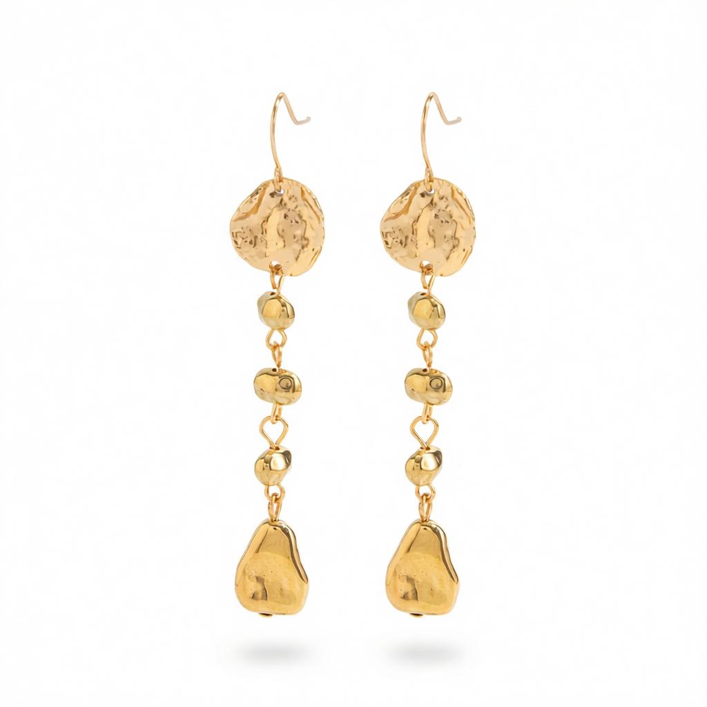 Goldtone Irregular Beads Drop Dangle Earrings