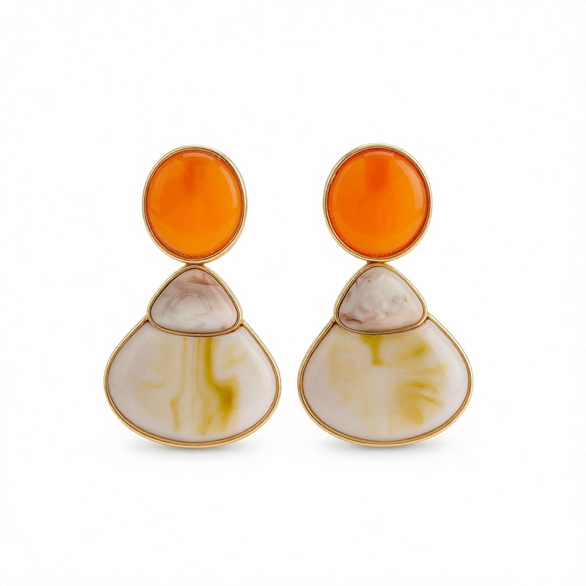 Resin & Goldtone Shell Dangle Earrings