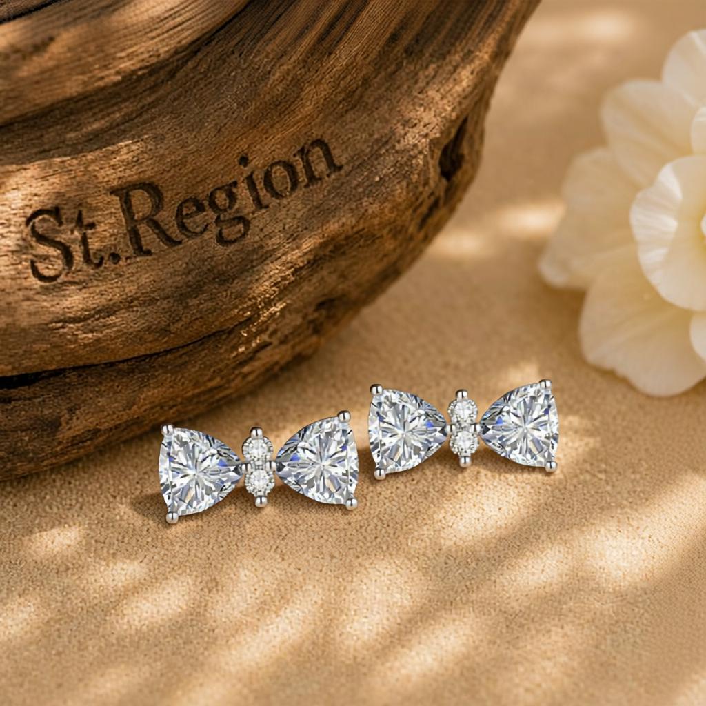 Cubic Zirconia & Clear Crystal Bow Stud Earrings