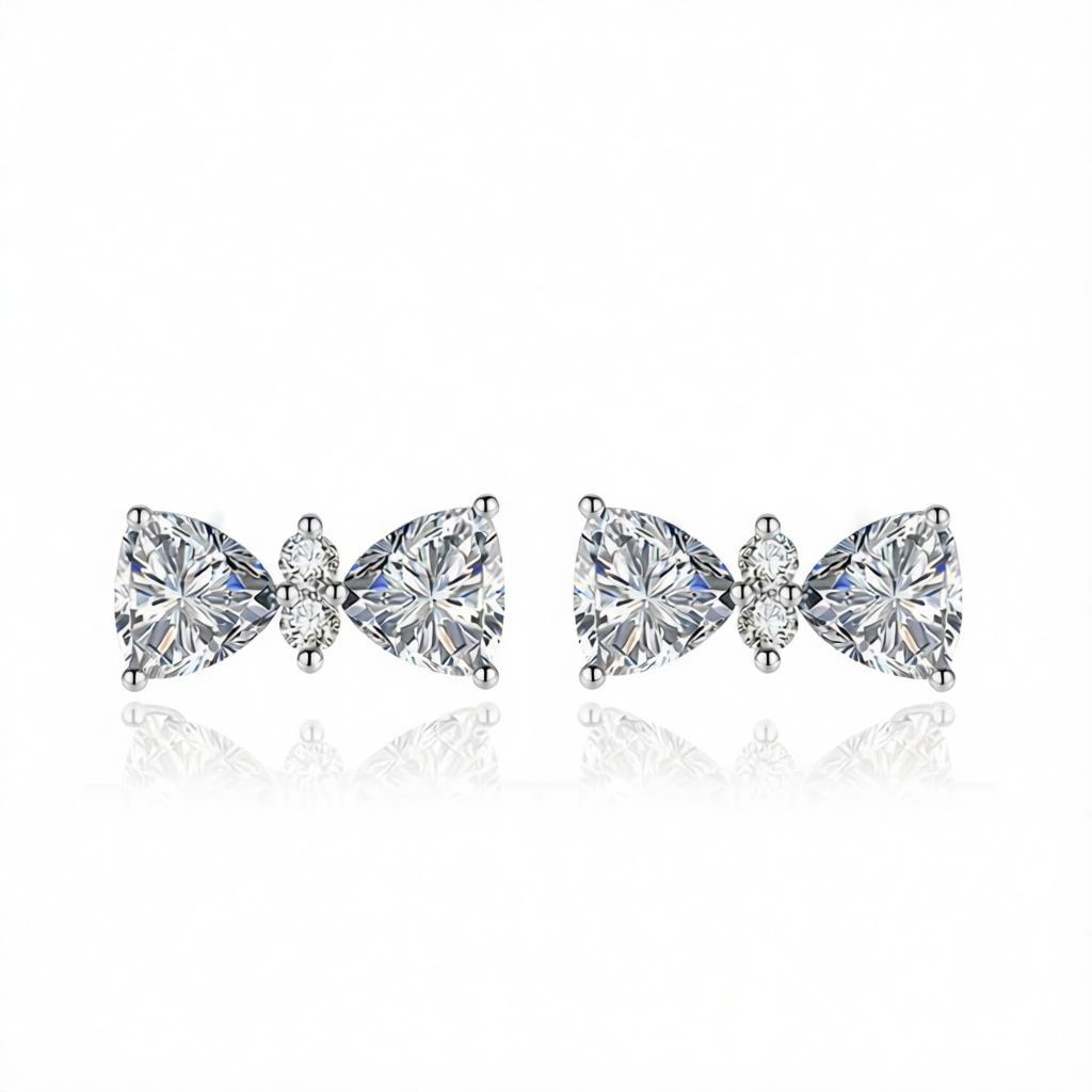 Cubic Zirconia & Clear Crystal Bow Stud Earrings