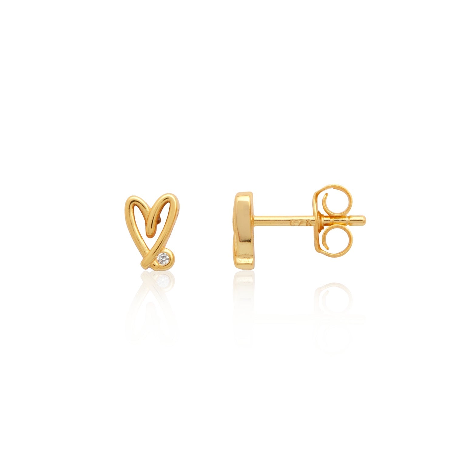 Stories Doodle Heart Stud Earrings (Gold)
