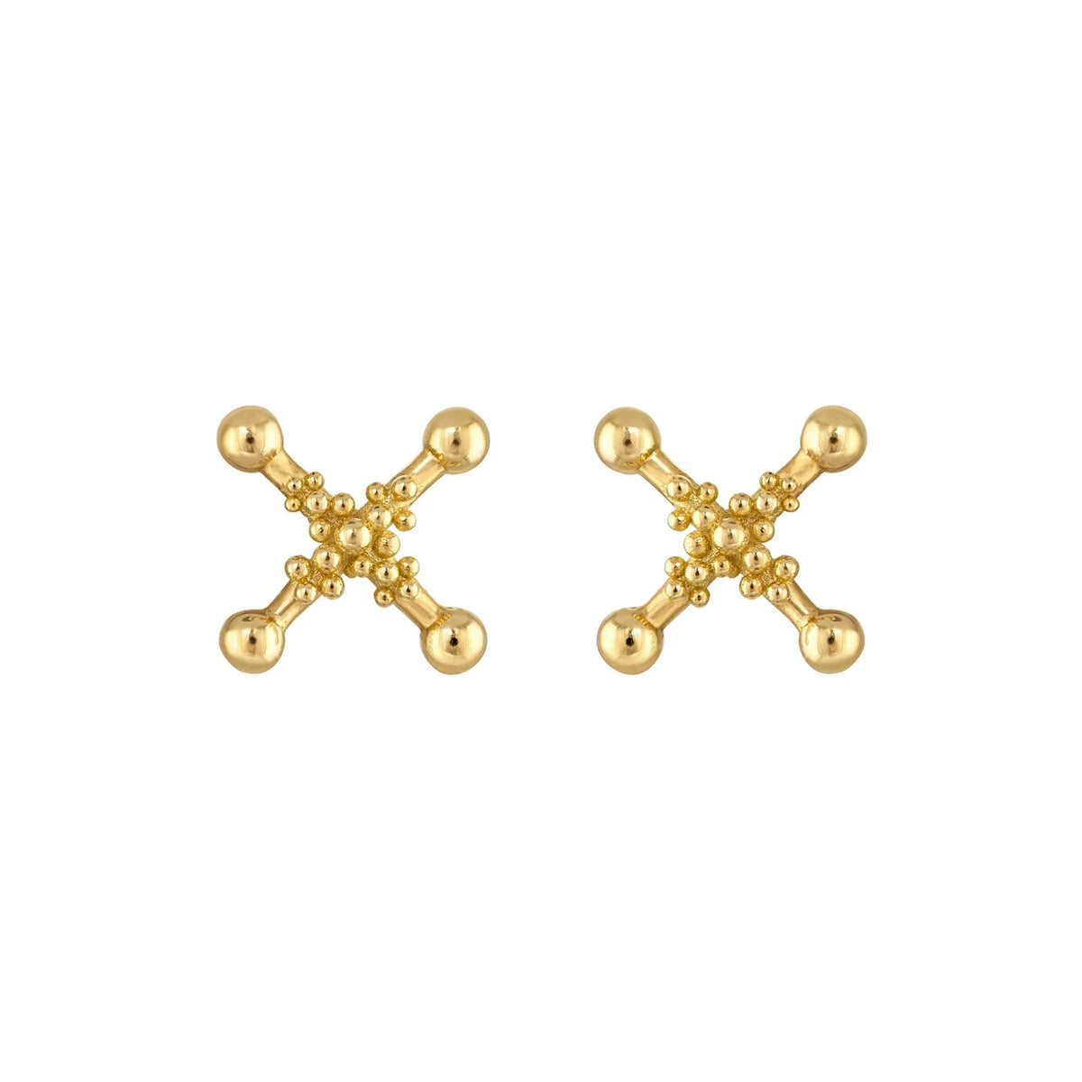 X Lady Sculptural 18K Gold Ear Studs