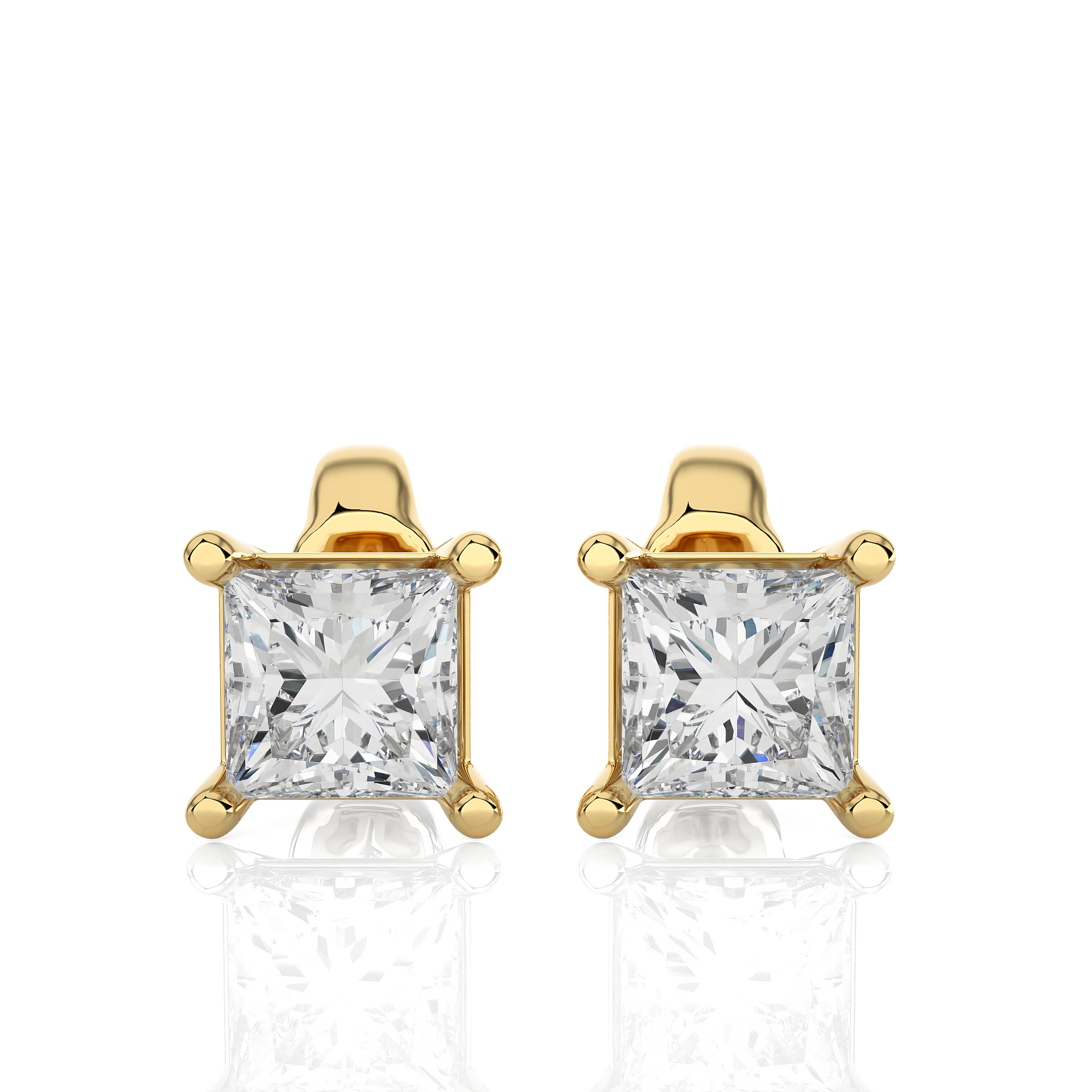 Princess-Cut Lab-grown Diamond Stud Earrings in 10K White Gold