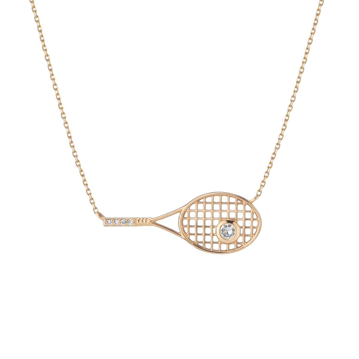 Lab Grown White Sapphire Tennis Racket Necklace