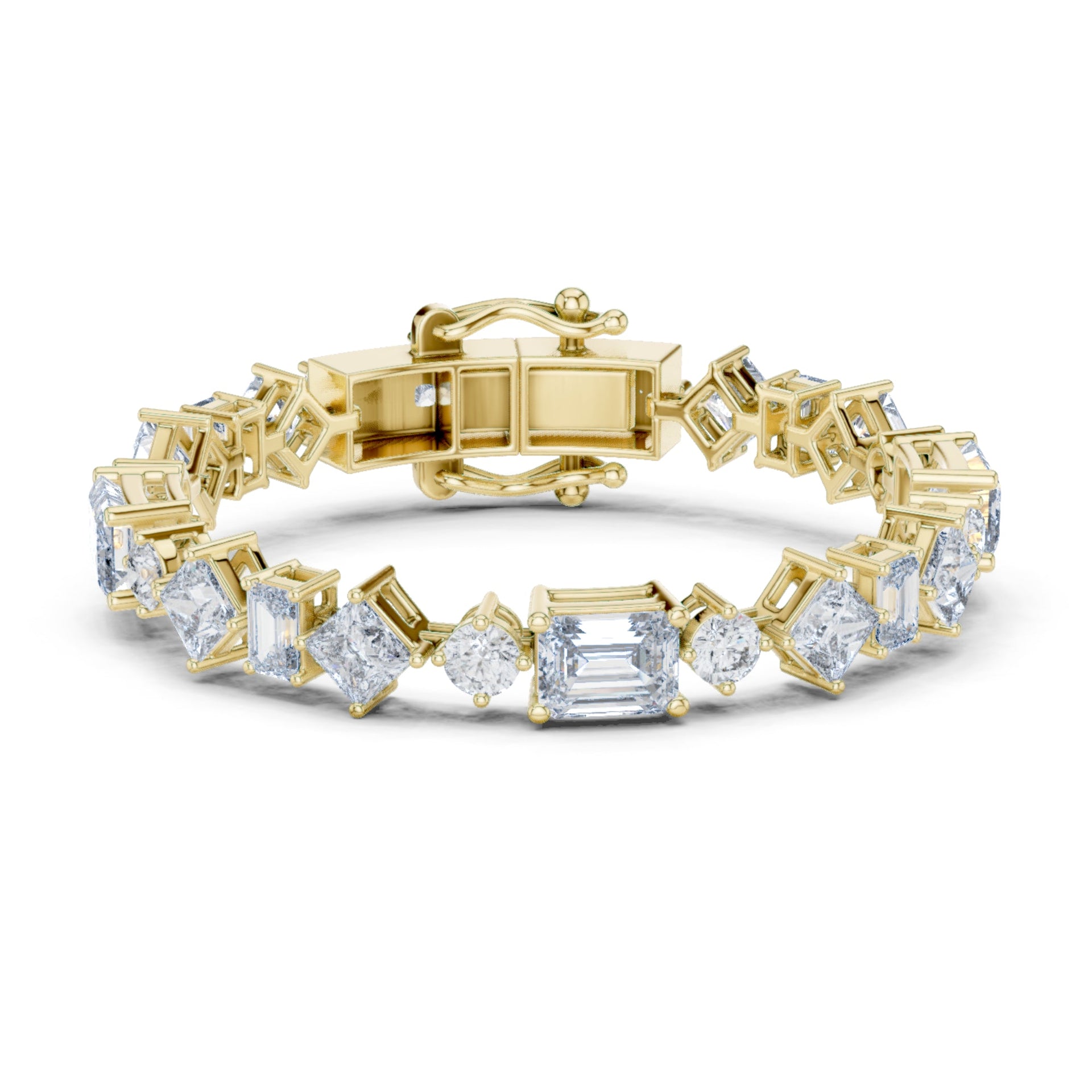 3.53Ct Emerald-Cut Lab-grown Diamond Tennis Bracelet in 10K Yellow Gold
