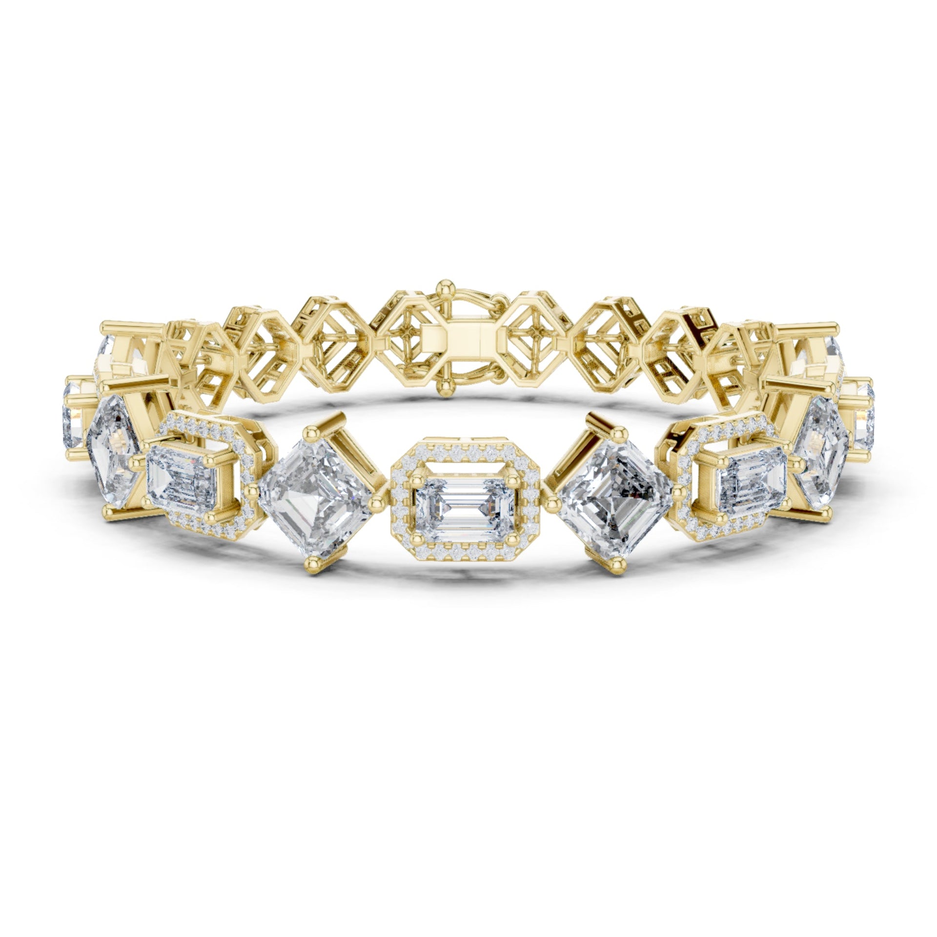 5.17Ct Round-Cut Lab-grown Diamond Tennis Bracelet in 10K Yellow Gold