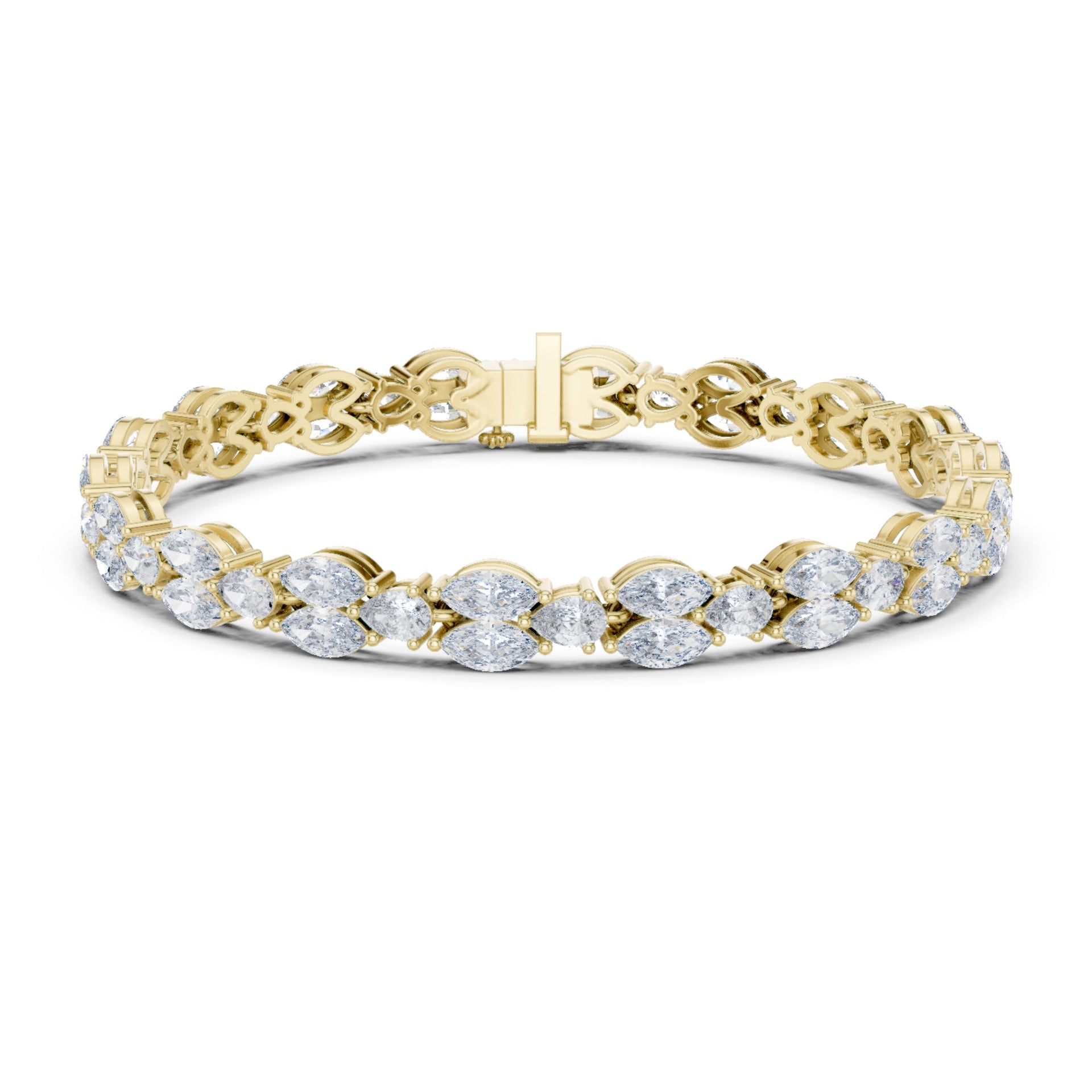 2.00Ct Round-Cut Lab-grown Diamond Tennis Bracelet in 10K Yellow Gold