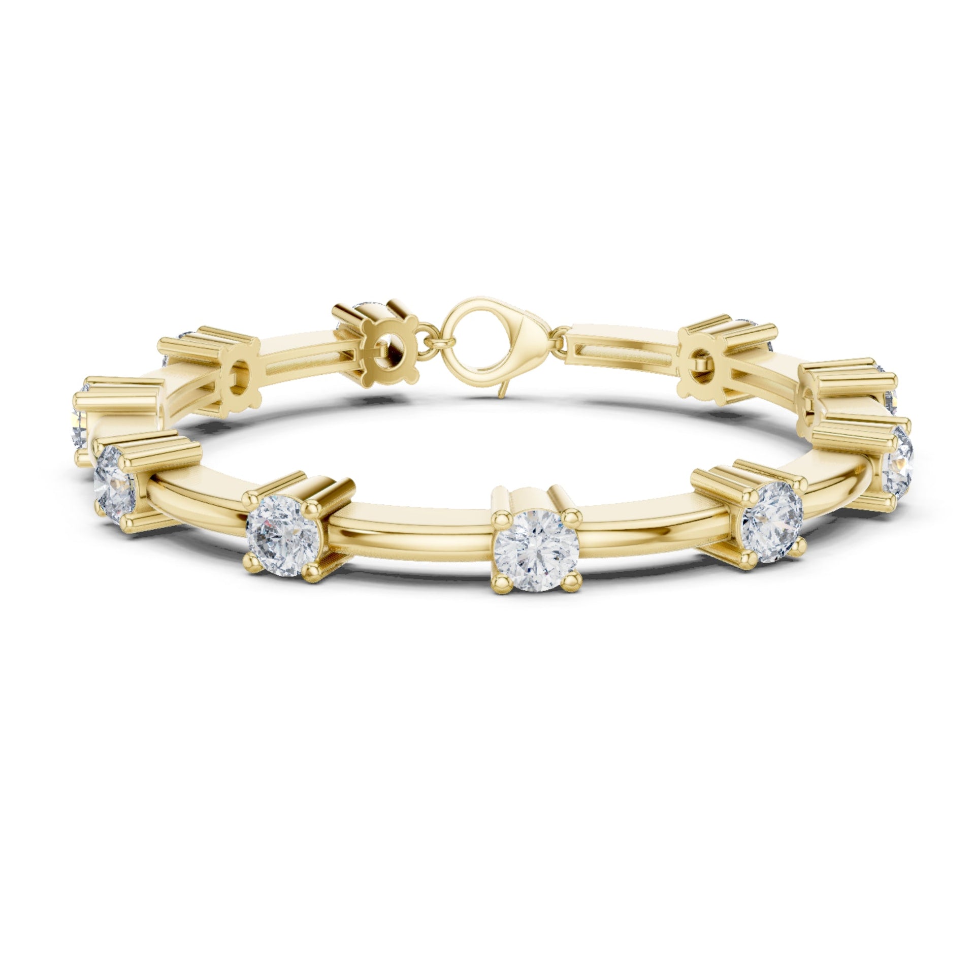 2.21Ct Round-Cut Lab-grown Diamond Cluster Bracelet in 10K Yellow Gold