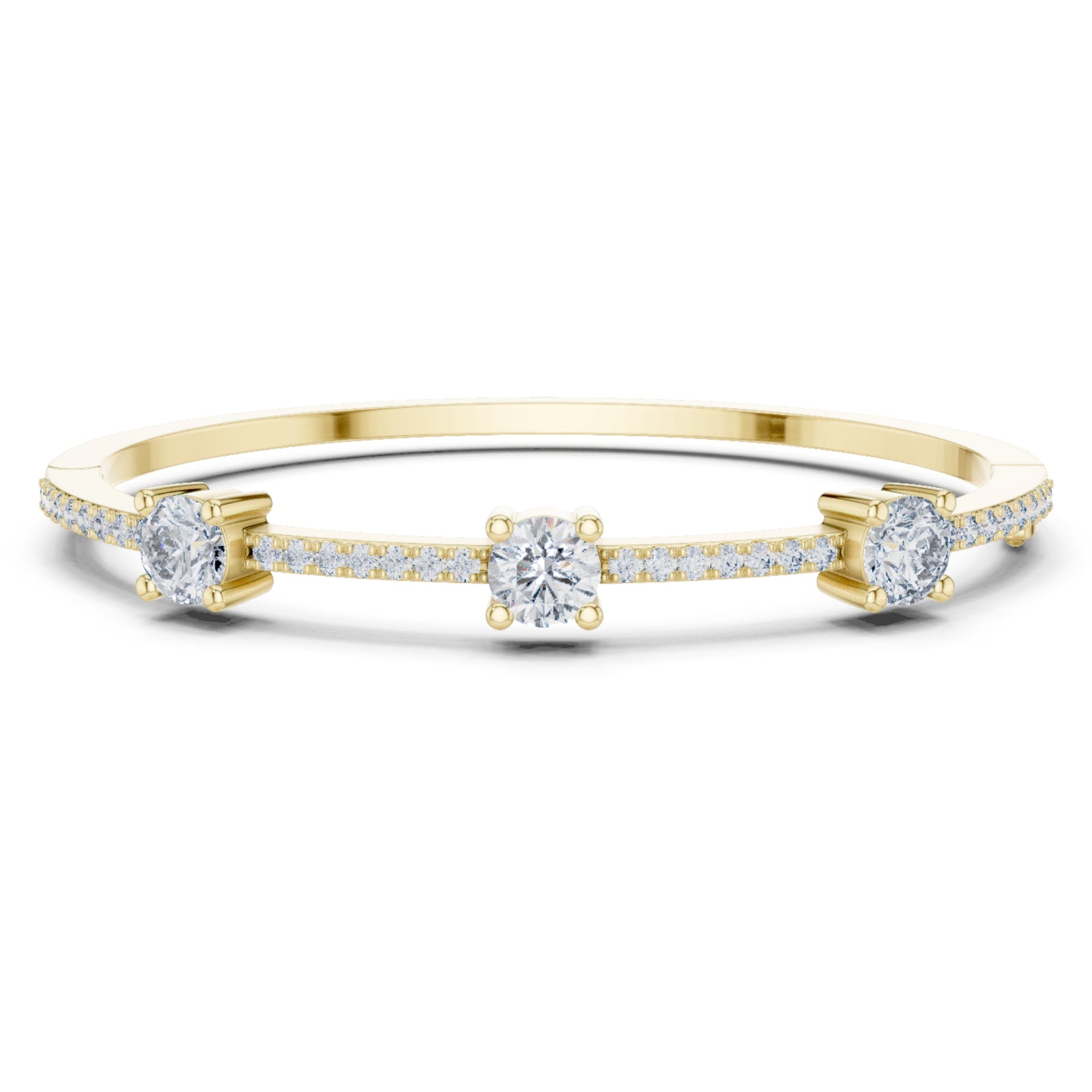 2.32Ct Round-Cut Lab-grown Diamond Vintage Bangles in 10K Yellow Gold