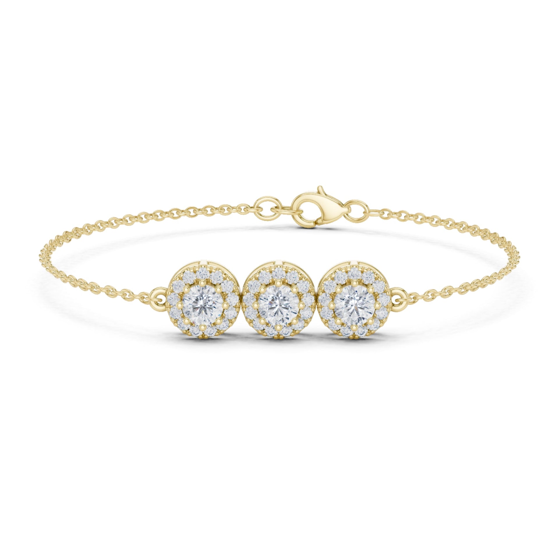 1.07Ct Round-Cut Lab-grown Diamond Antique Bracelet in 10K Yellow Gold