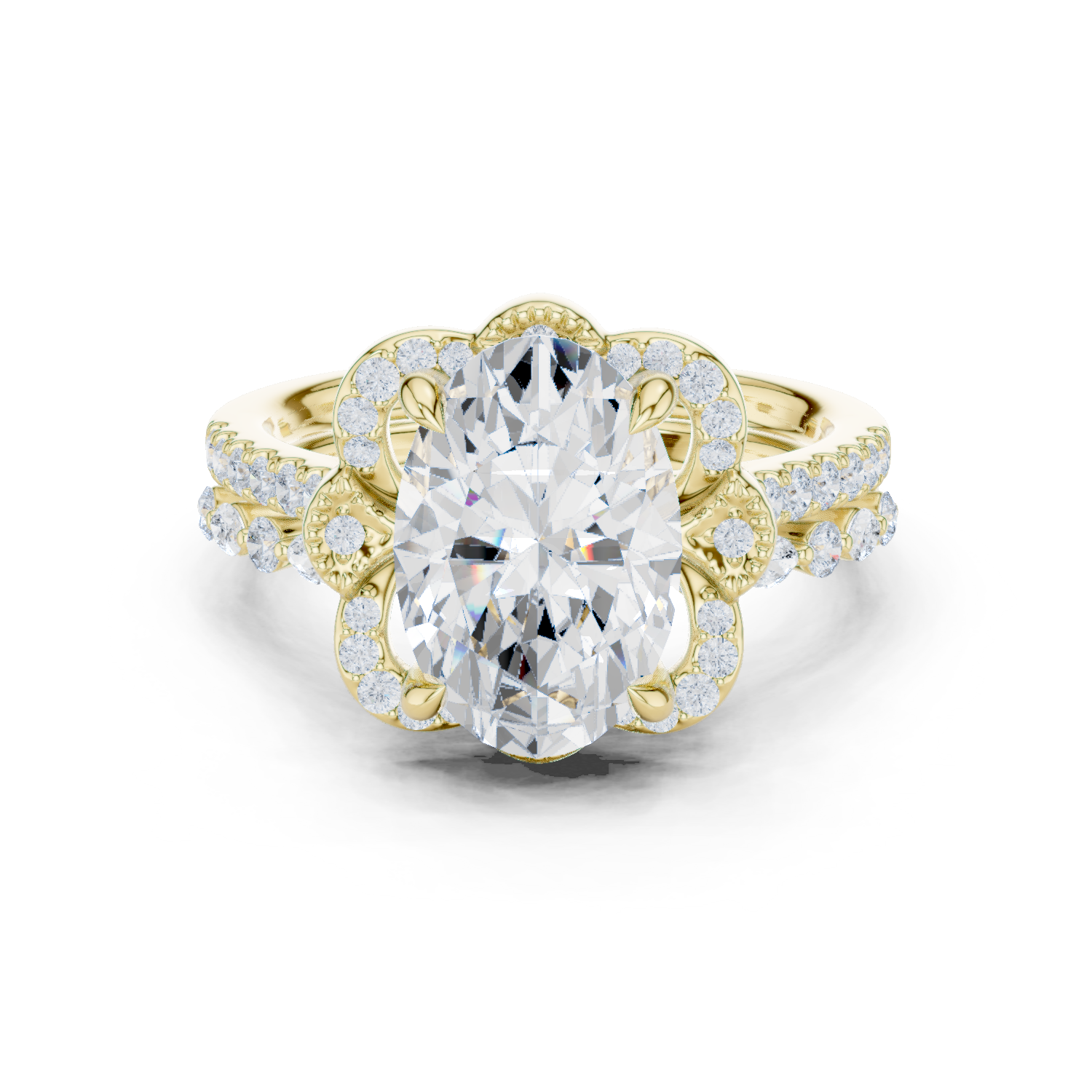3.60Ct Cushion-Cut Lab-grown Diamond Ring in 10K Yellow Gold