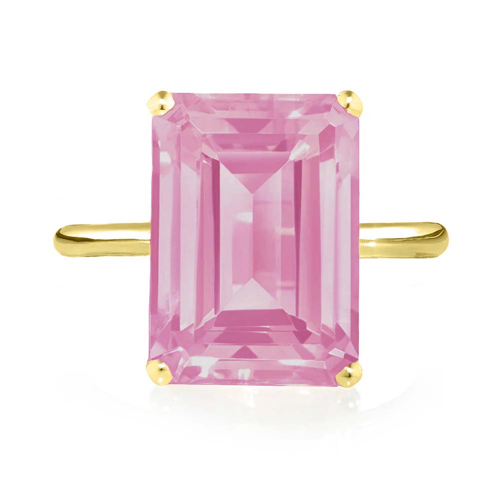 Yellow Gold Pink Topaz Ring