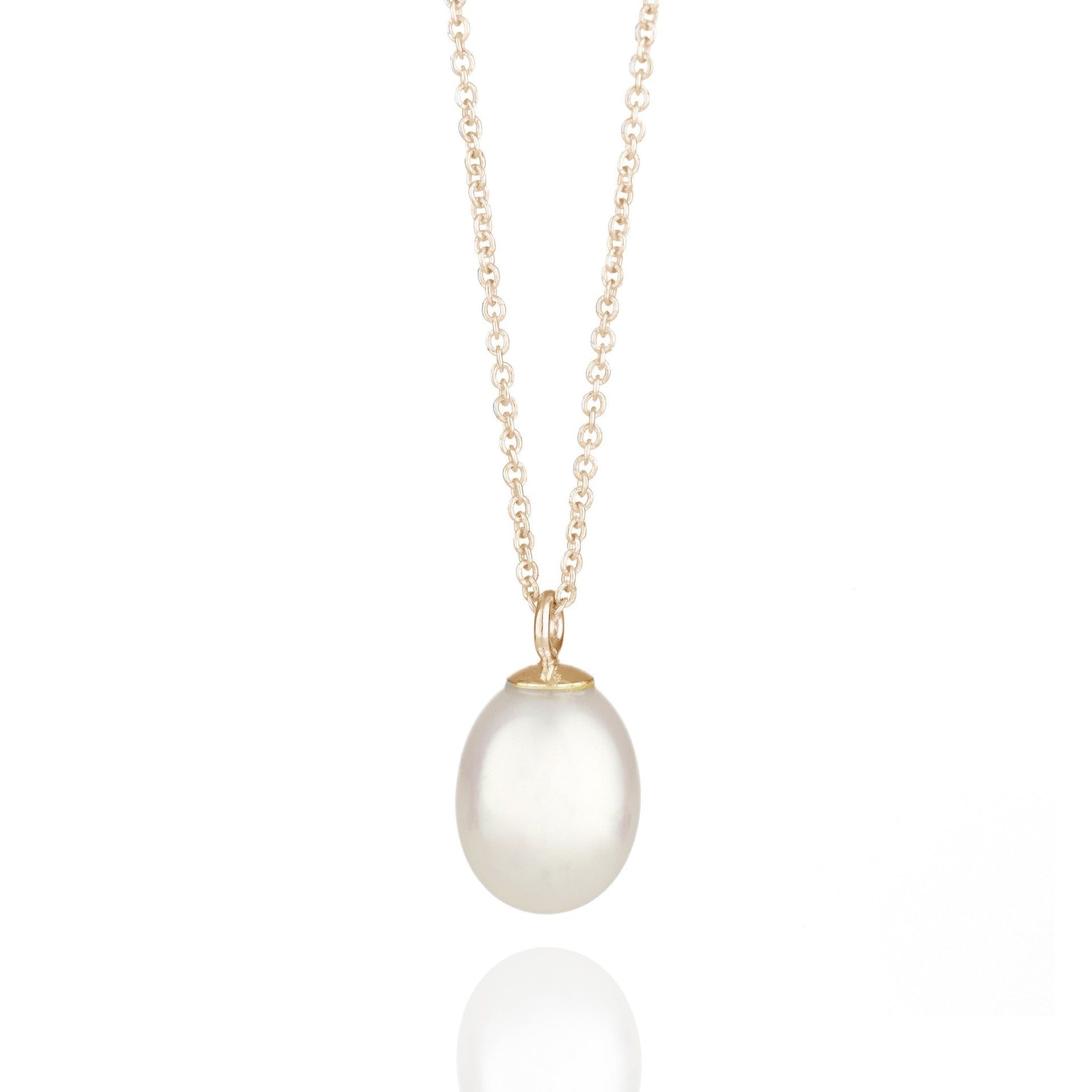 Pearl Drop Yellow Gold Necklace