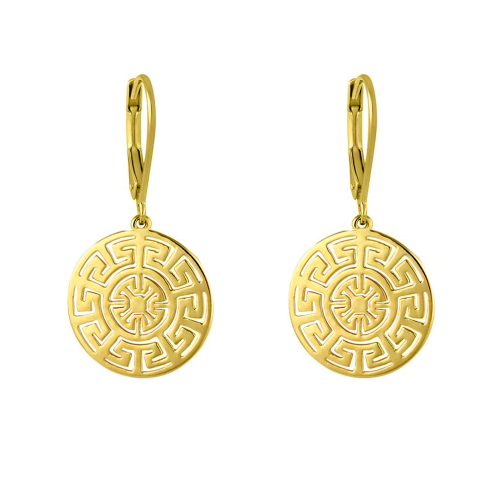 Yellow Gold Plate Aztec Earrings