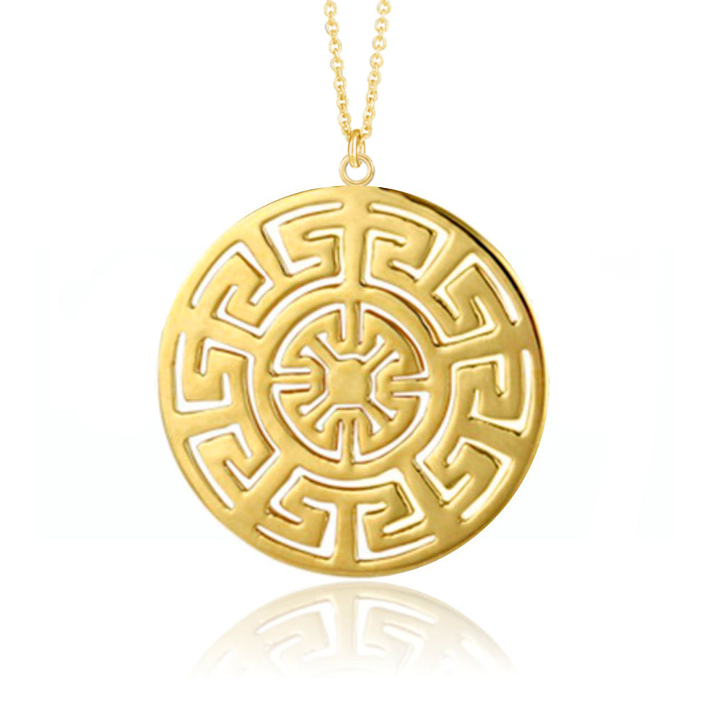 Yellow Gold Plate Aztec Pendant