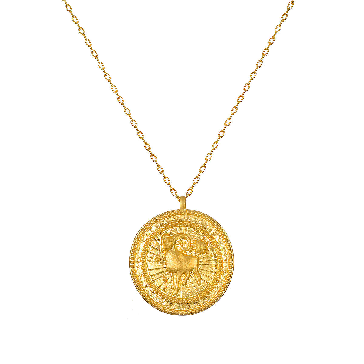Aries Gold Zodiac Coin Necklace