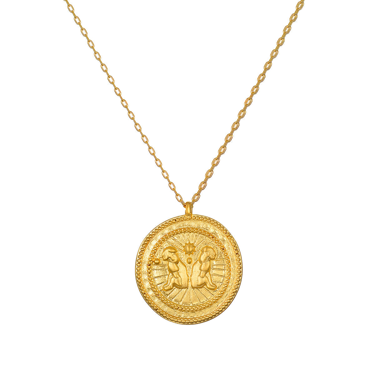 Gemini Gold Zodiac Coin Necklace