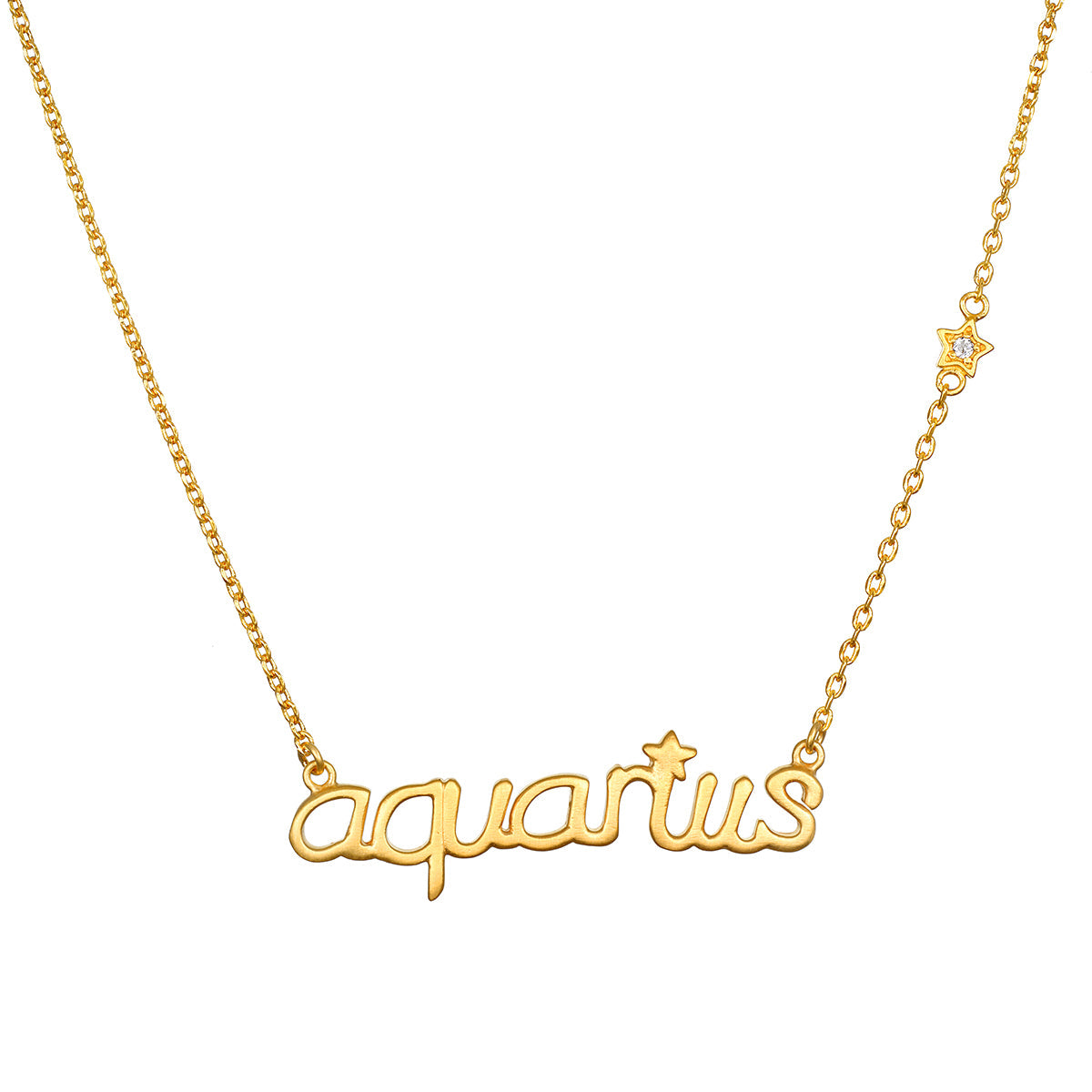Aquarius Vision Zodiac Script Necklace