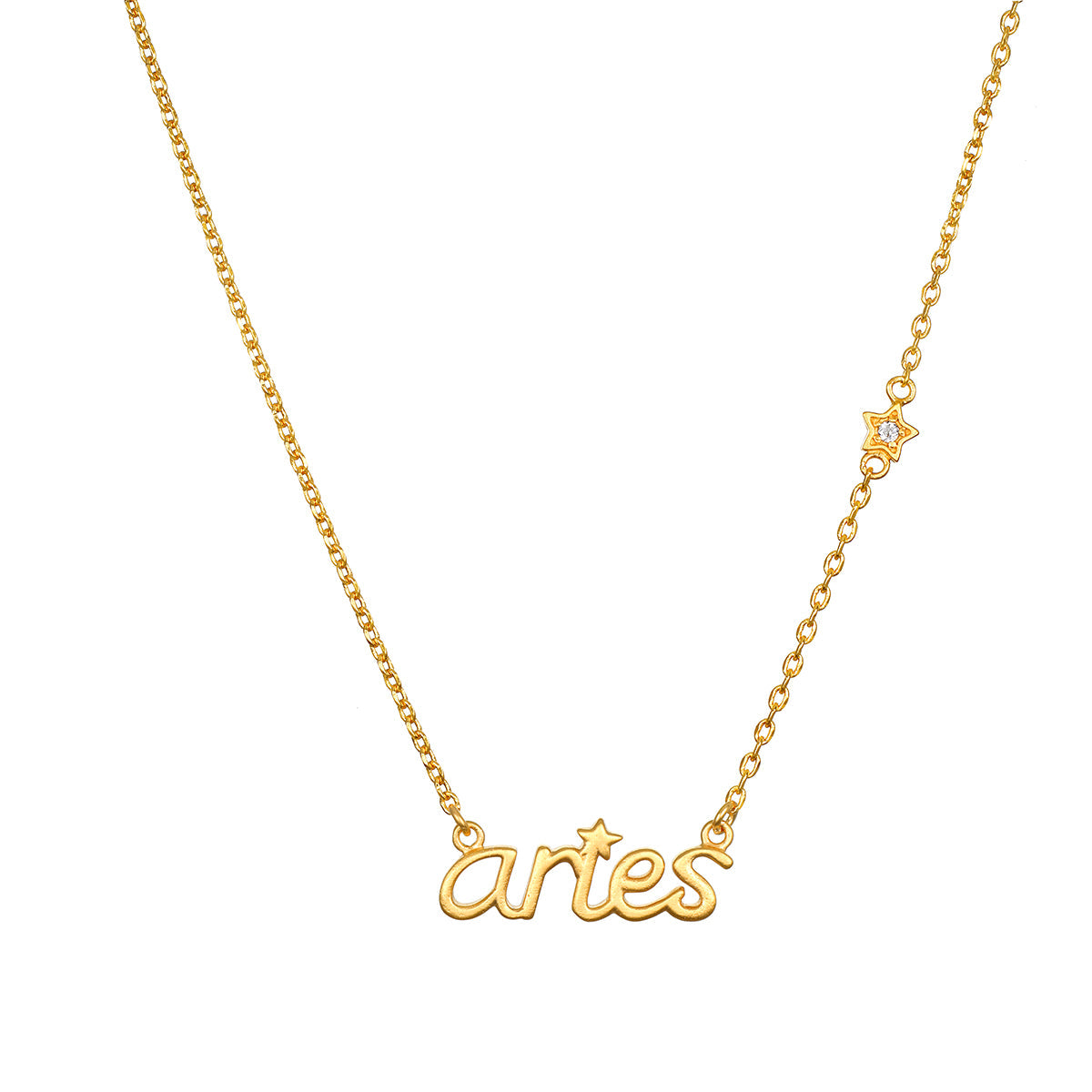 Aries Courage Zodiac Script Necklace
