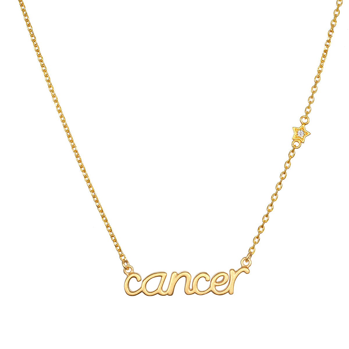 Cancer Nurture Zodiac Script Necklace