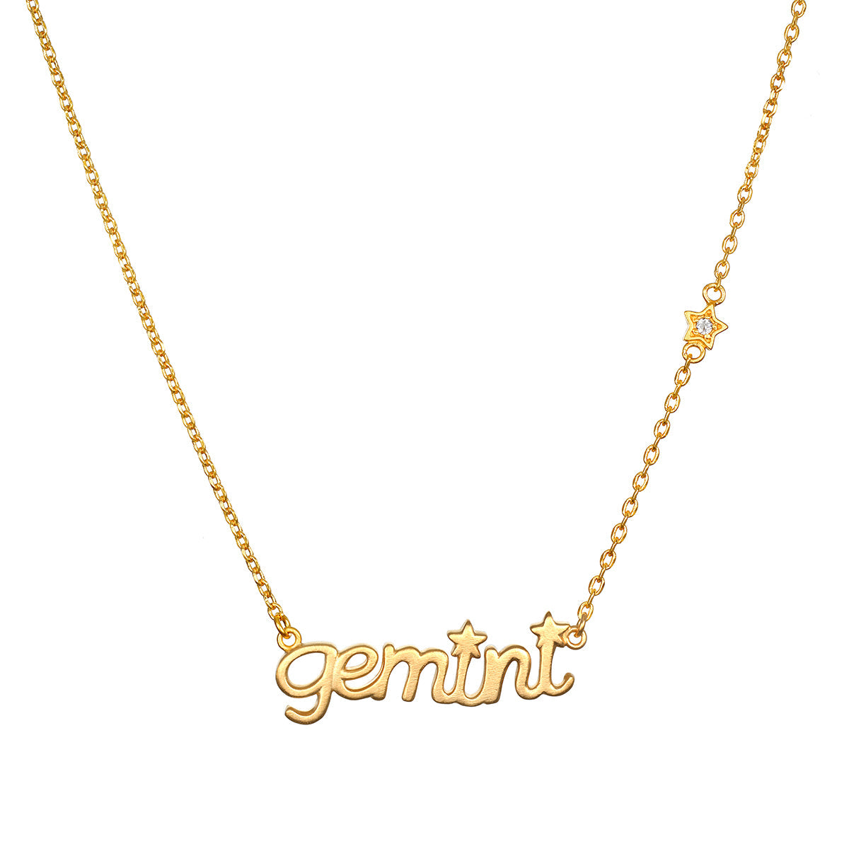 Gemini Expression Zodiac Script Necklace