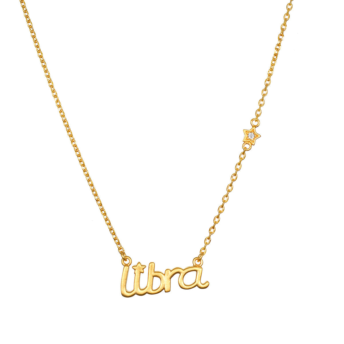 Libra Harmony Zodiac Script Necklace