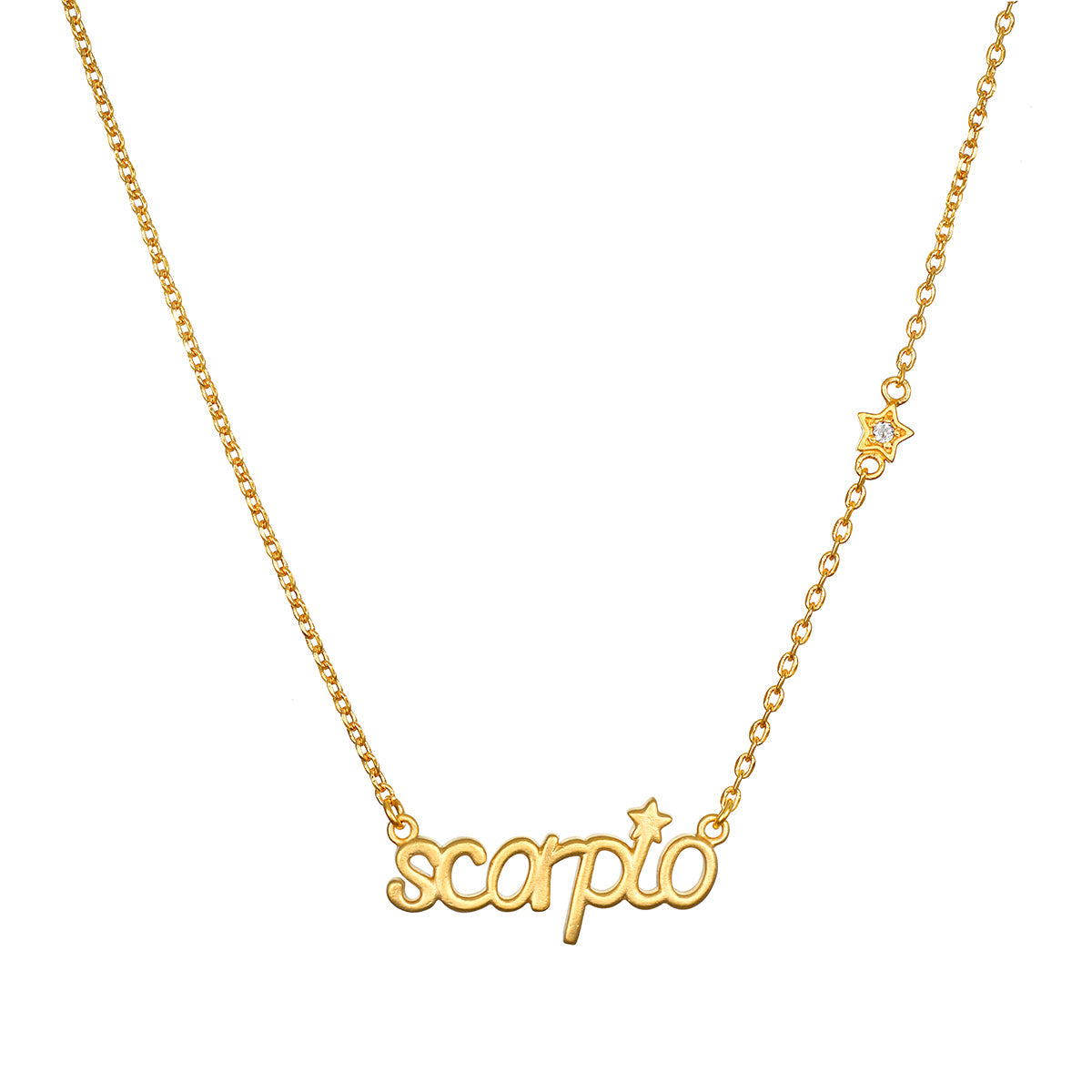 Scorpio Transformation Zodiac Script Necklace