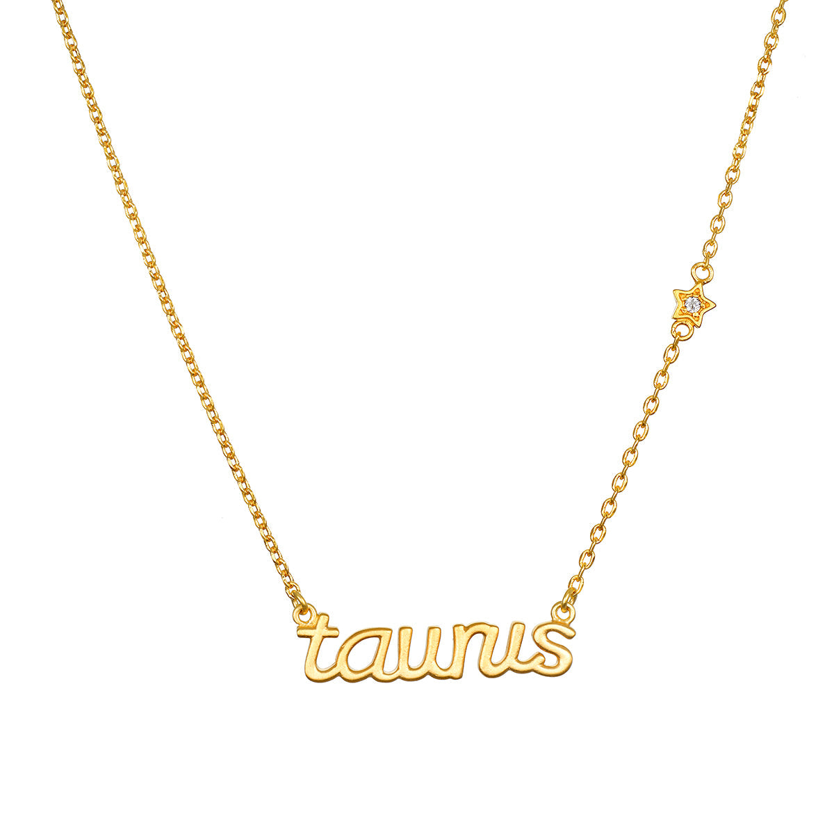 Taurus Stability Zodiac Script Necklace
