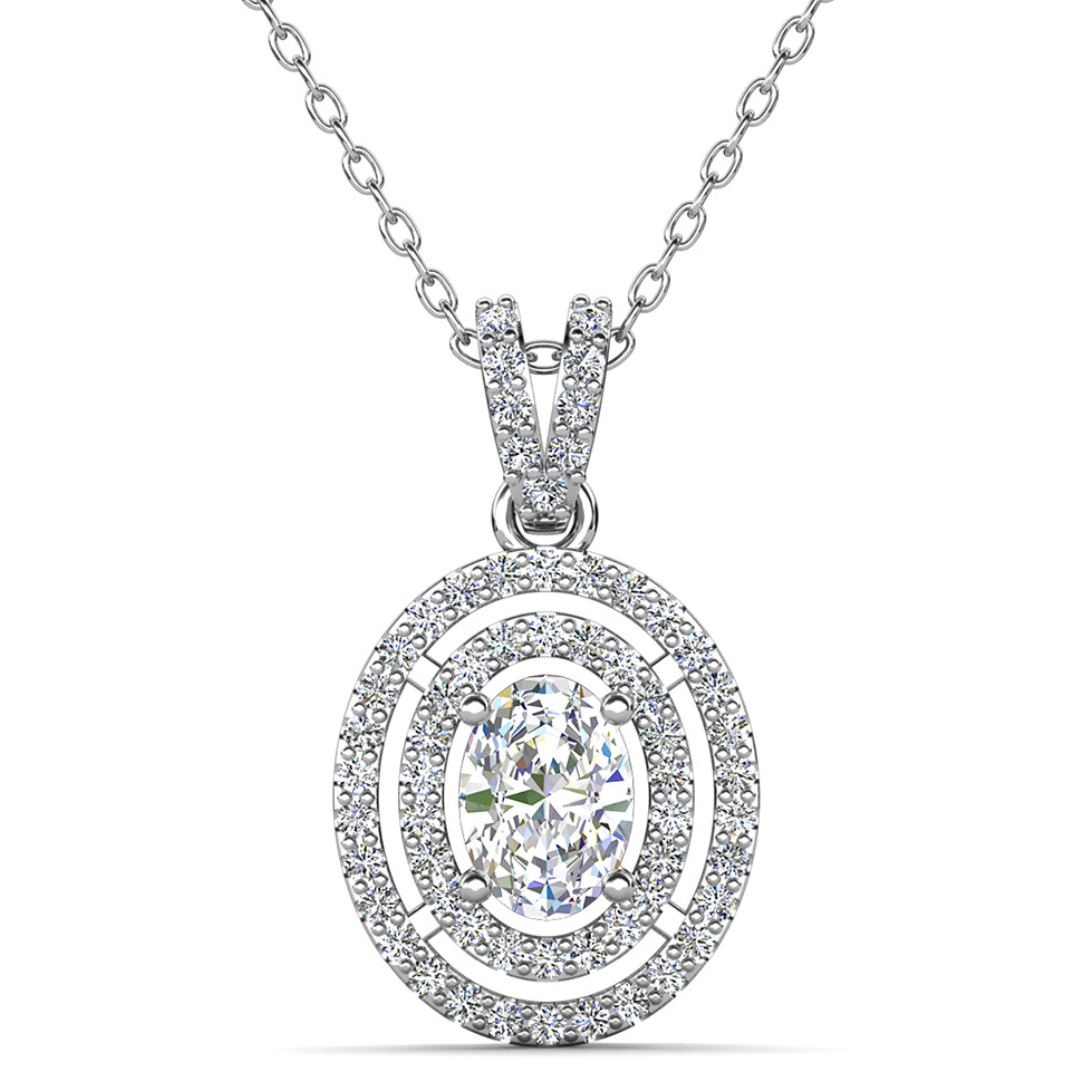Zelda 18k White Gold Plated Pendant Necklace with Simulated Diamond Crystals