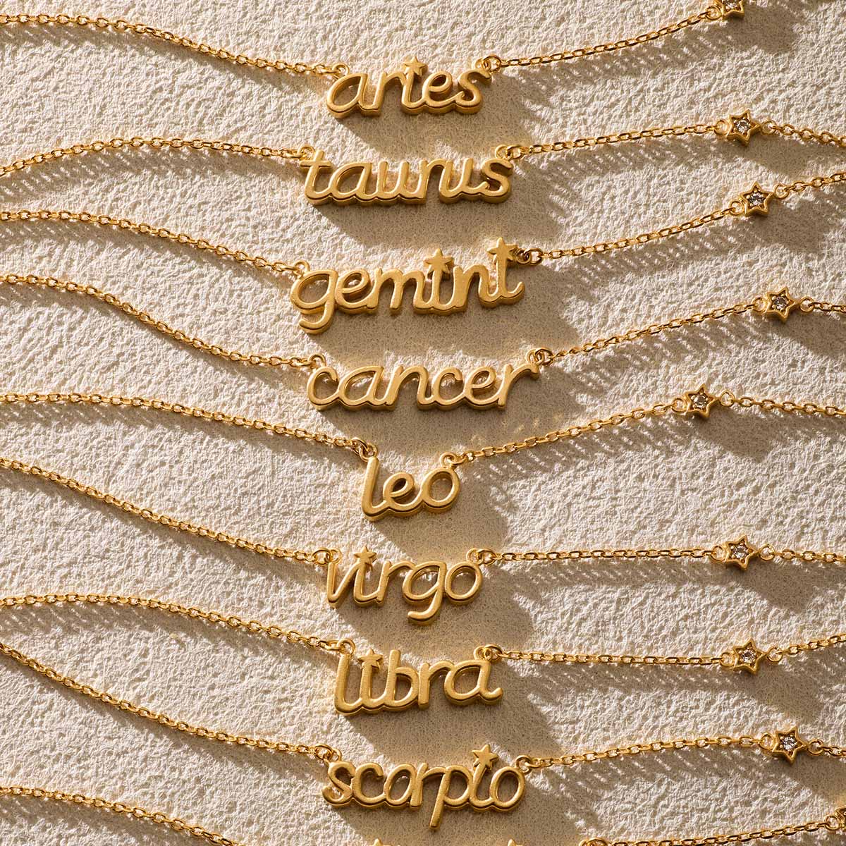 Cancer Nurture Zodiac Script Necklace