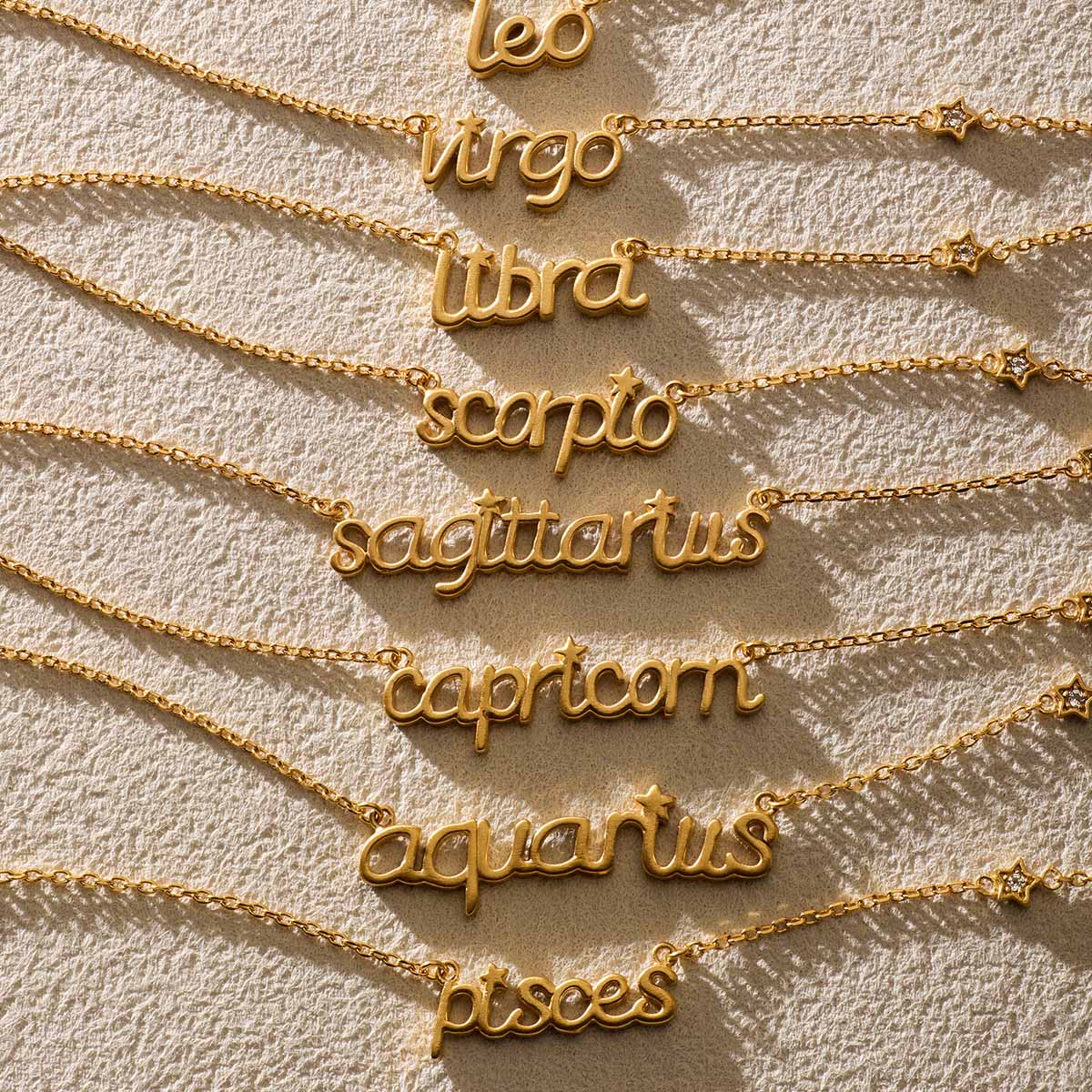 Libra Harmony Zodiac Script Necklace