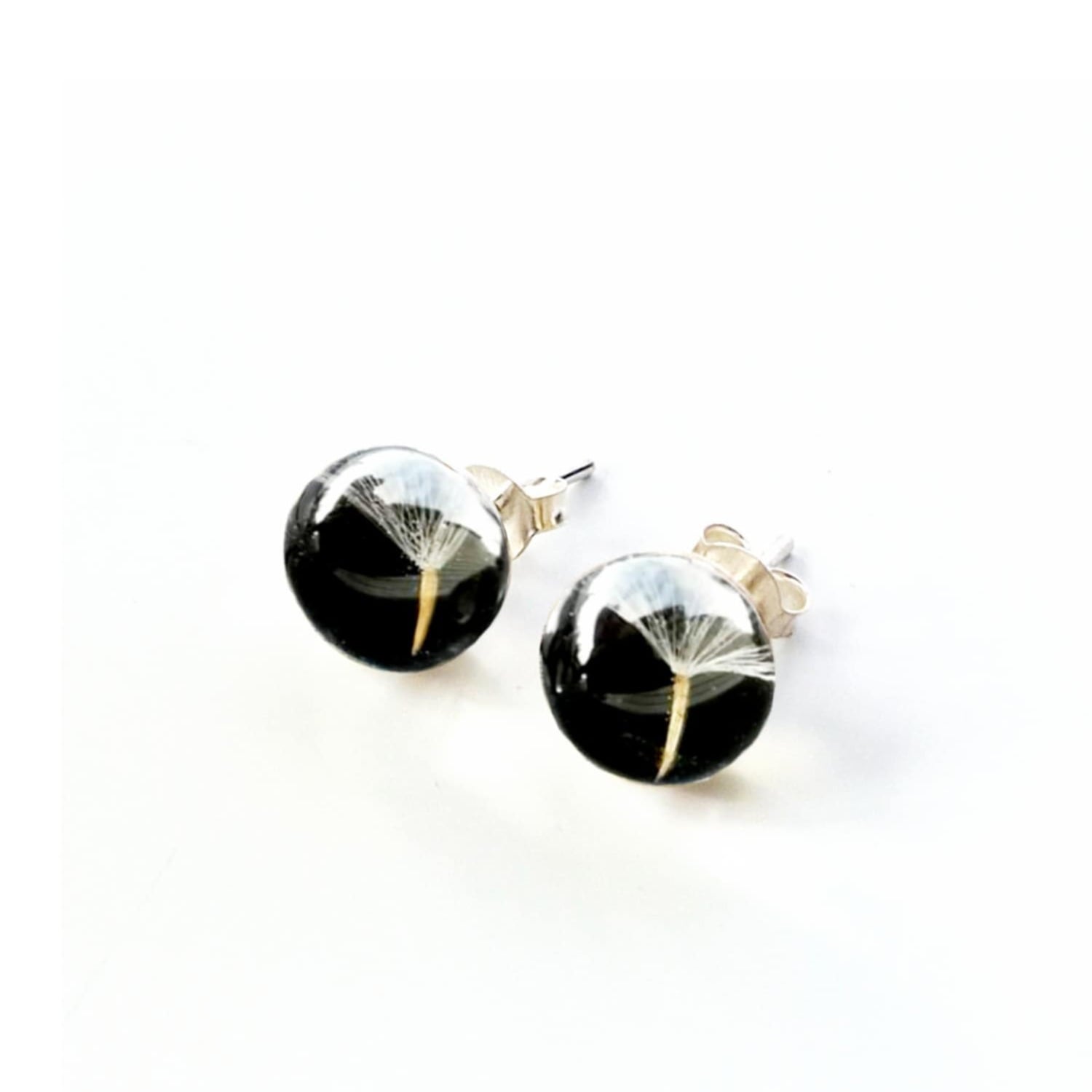 A Wish - Glass Earrings With Real Dandelion Seeds