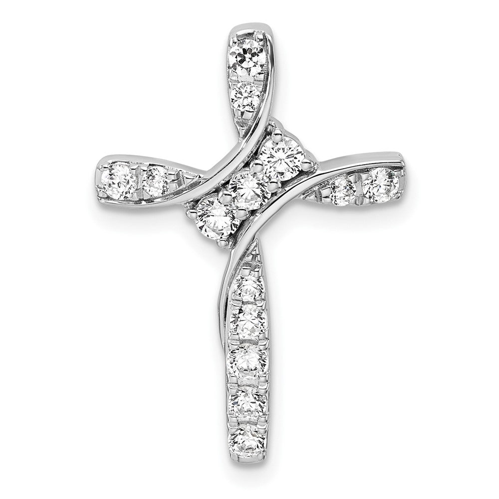 14K White Gold Lab Grown Diamond Cross Chain Slide Pendant (0.5ct VS G-H)