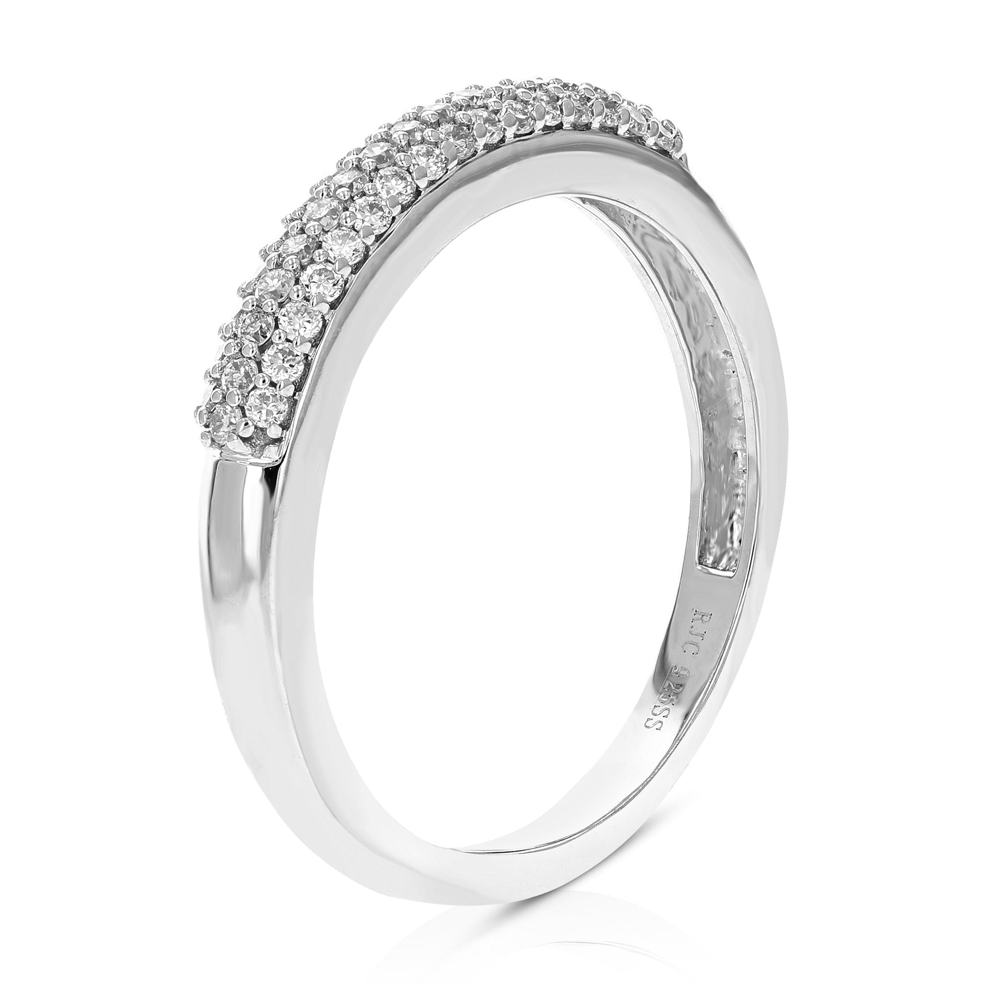 1/3 cttw 49 Stones Round Cut Lab Grown Diamond Wedding Band .925 Sterling Silver Prong Set