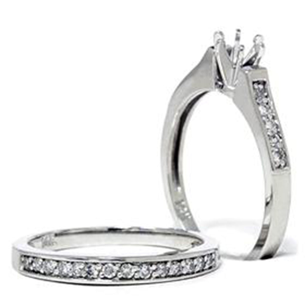 Platinum 1/3ct SI Diamond Engagement Ring Setting Set