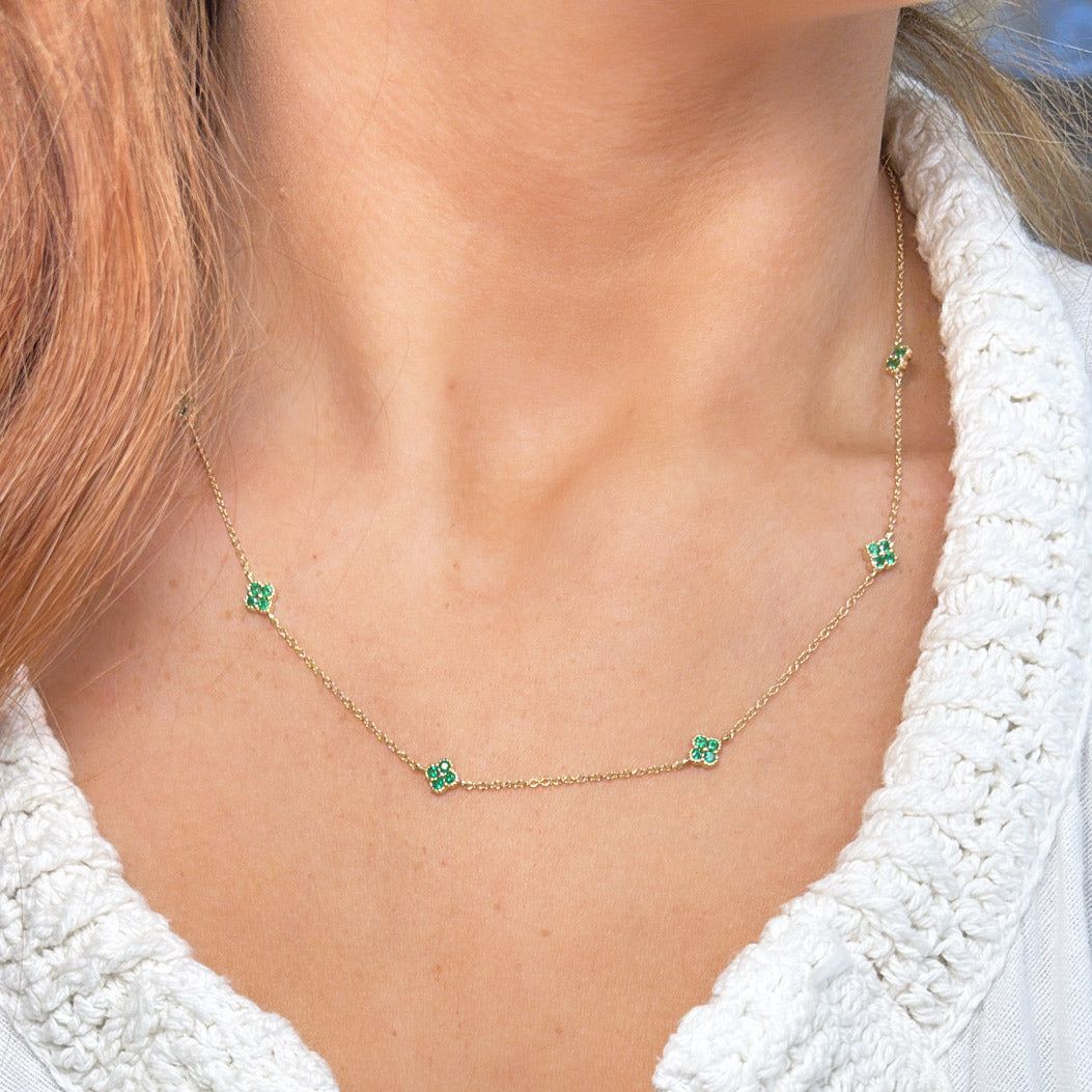 Emerald Clover Station Necklace