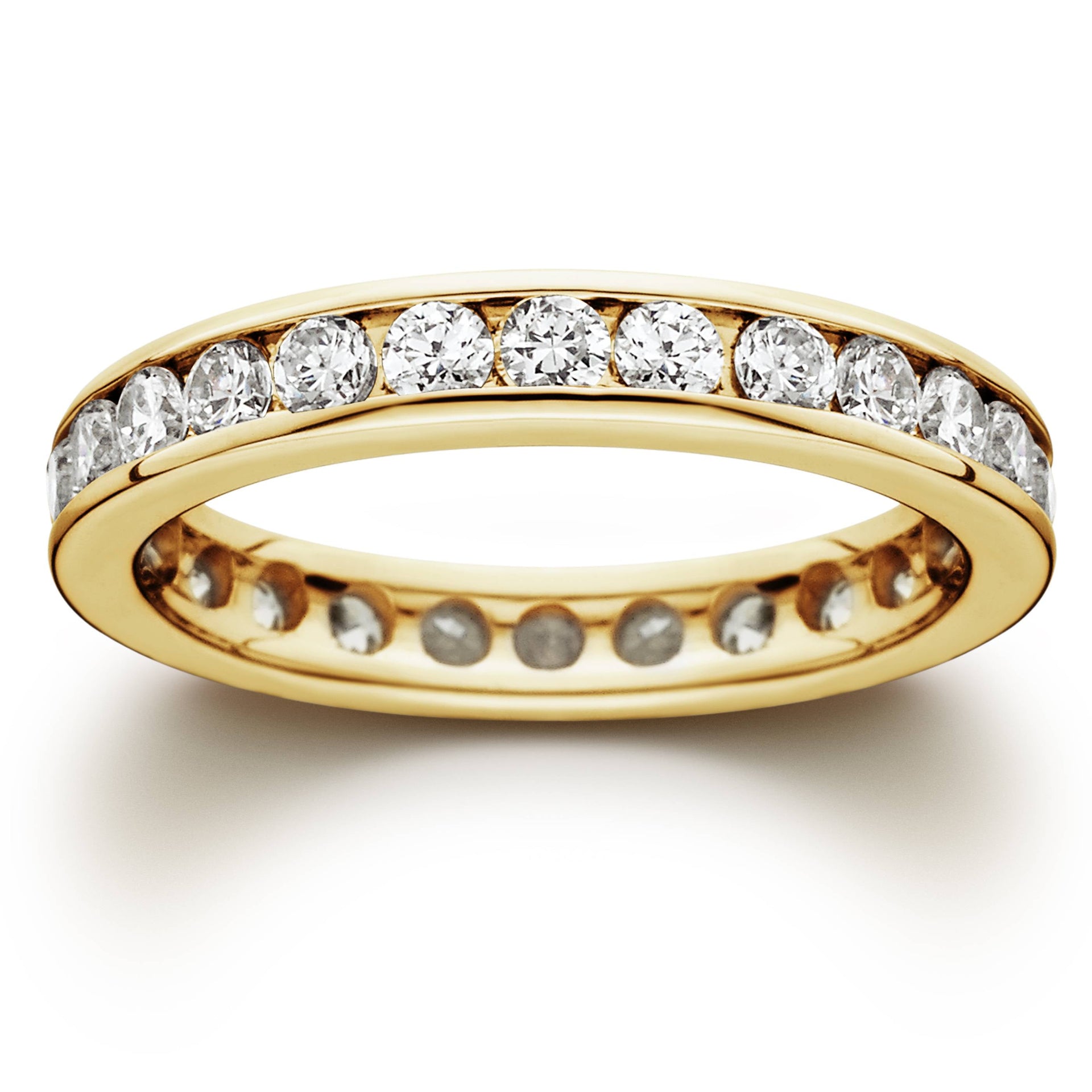 1 1/2 CT Channel Set Diamond Eternity Ring 14K Yellow Gold