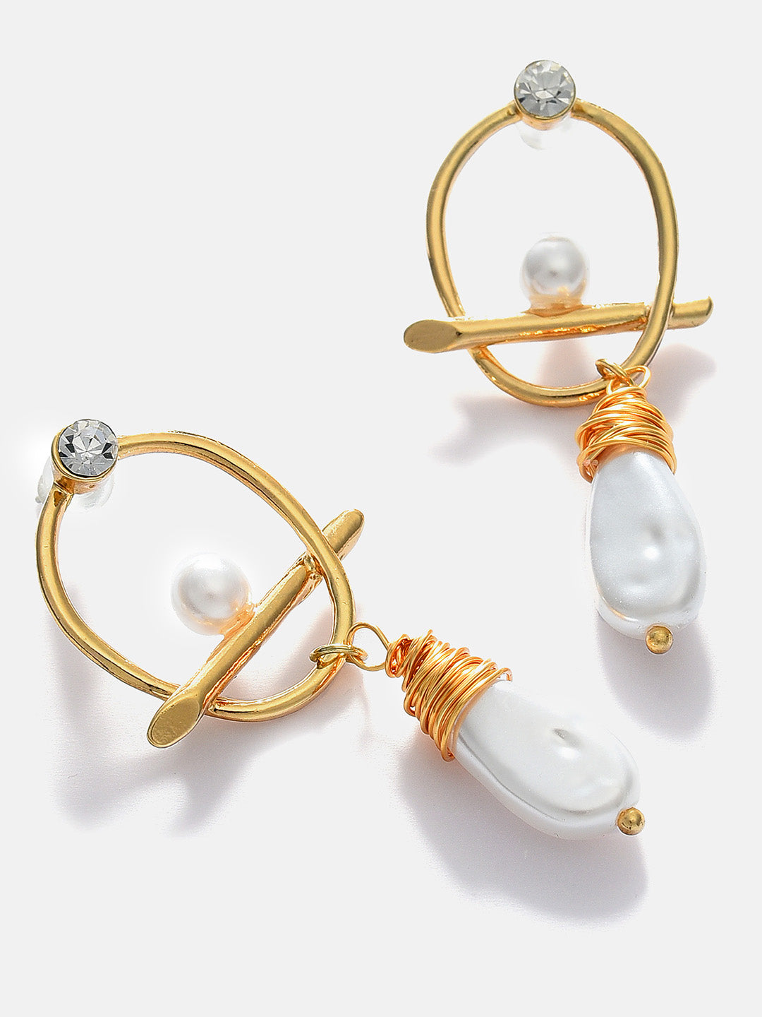 Gold Plated Pearl Beaded Drop Earring