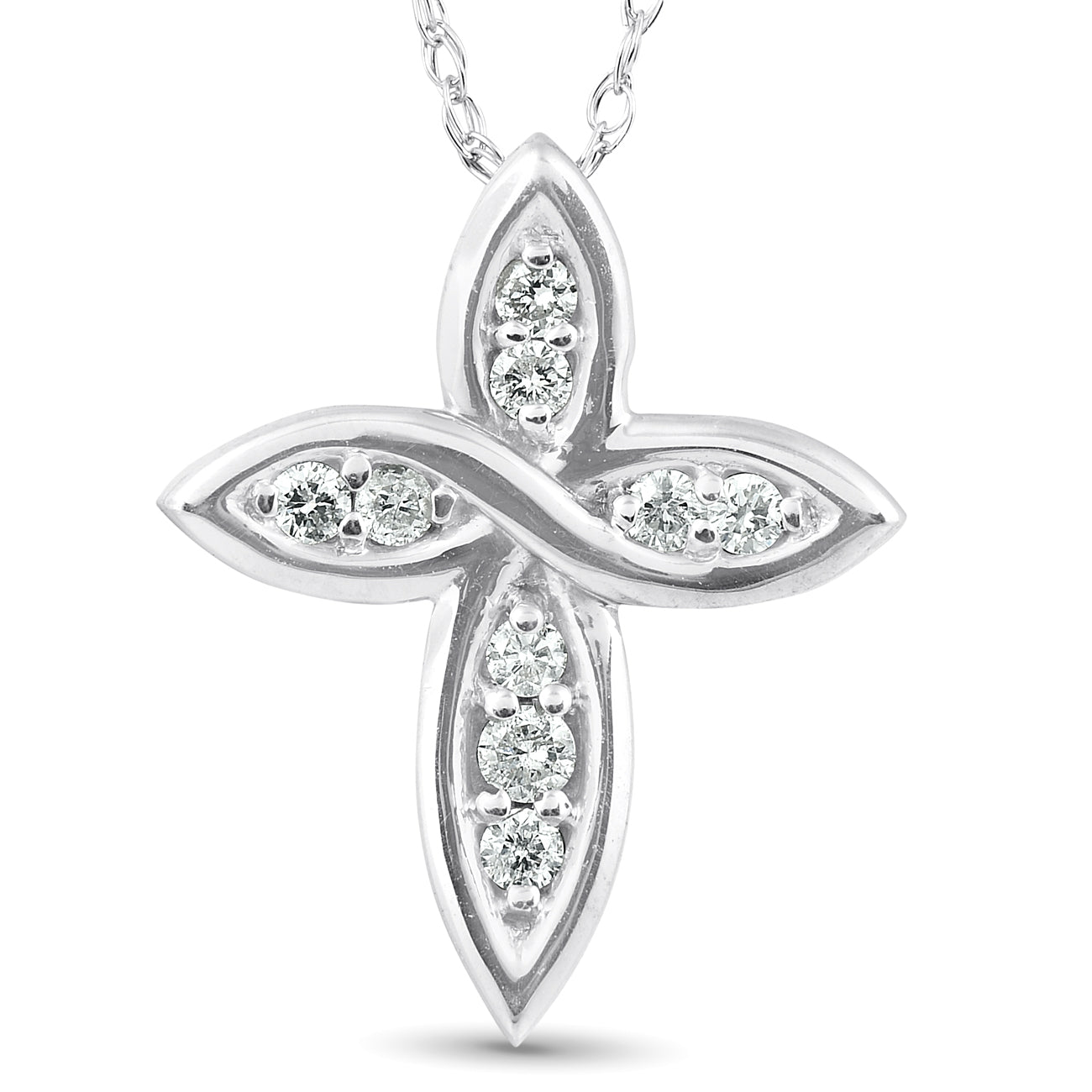 1/10 Ct Diamond Cross 14k White Gold 5/8' Tall