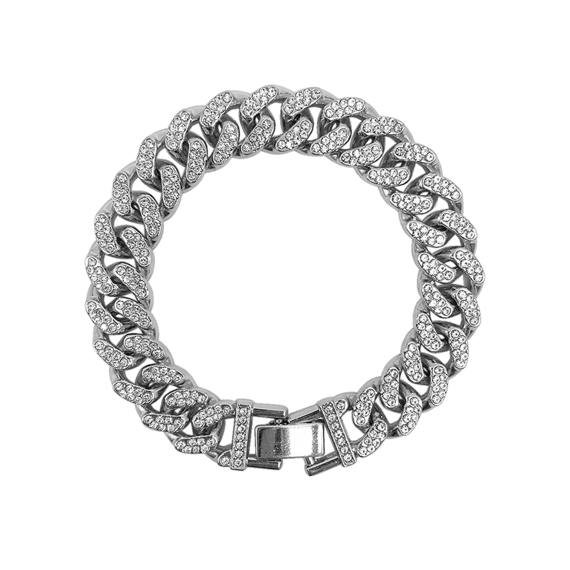 Adornia Flat Curb CZ Chain Bracelet silver