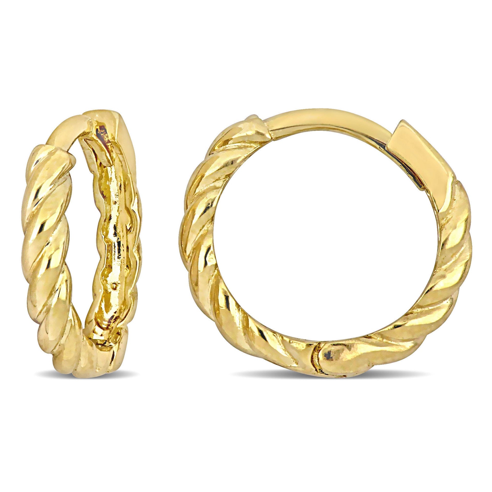 Mimi & Max 13mm Twist Mini Hoop Earrings in 14k Yellow Gold